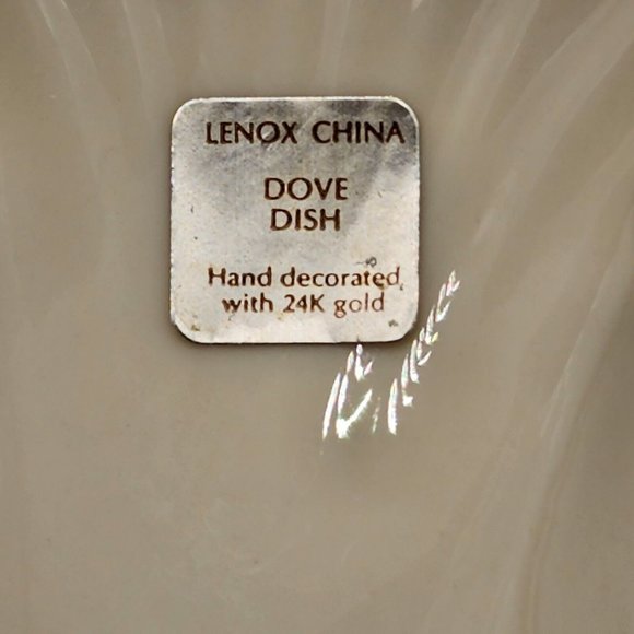 Lenox Dove Dish Open Candy Dish Hand Decorated 24k Gold Trim Made in USA - Picture 7 of 7
